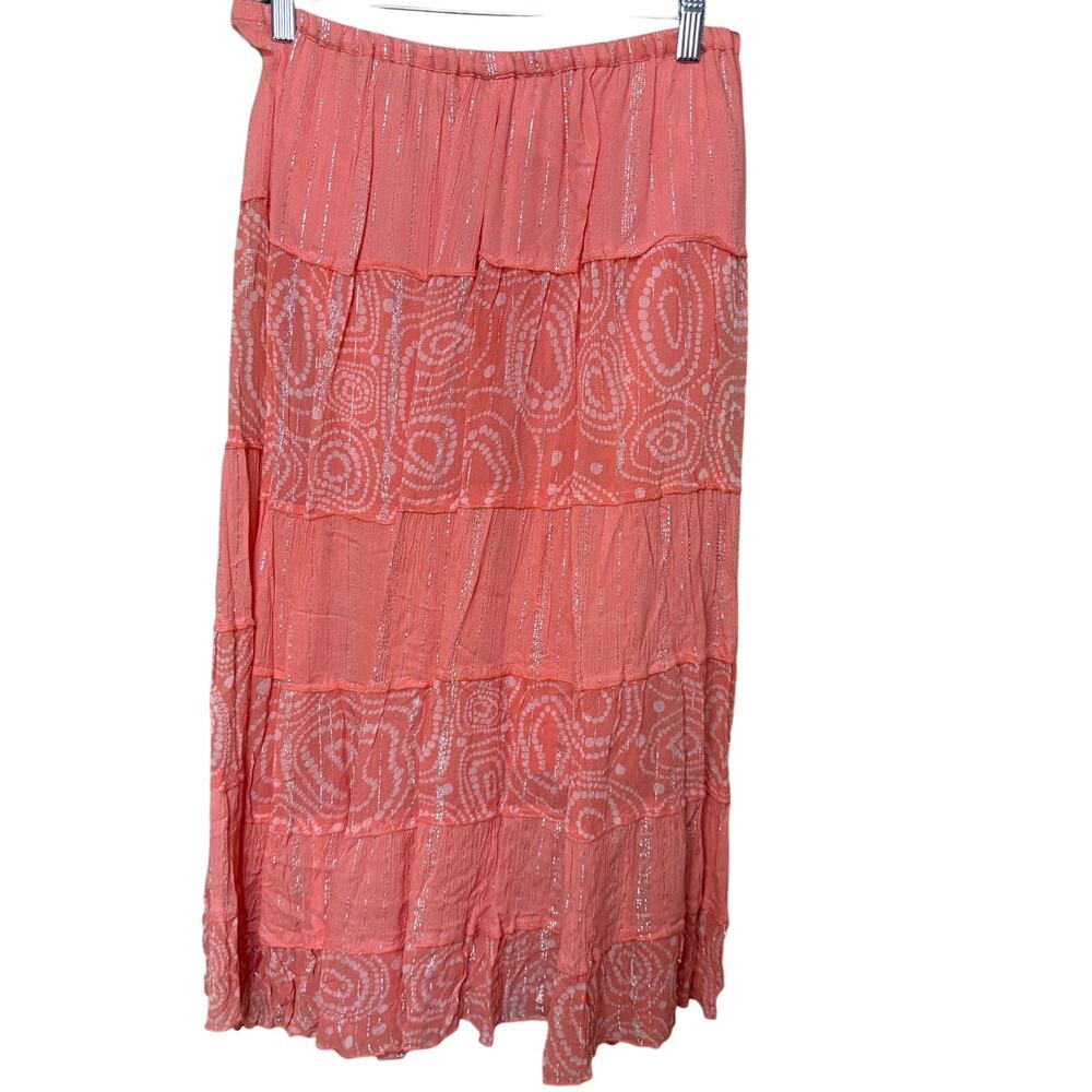 Pierre Cardin Pink Coral Shimmer Skirt Flowy
